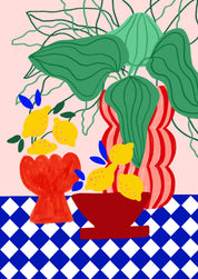 Teresa Rego Stampa d'Arte Fine Blue Tiles & Lemons: A4