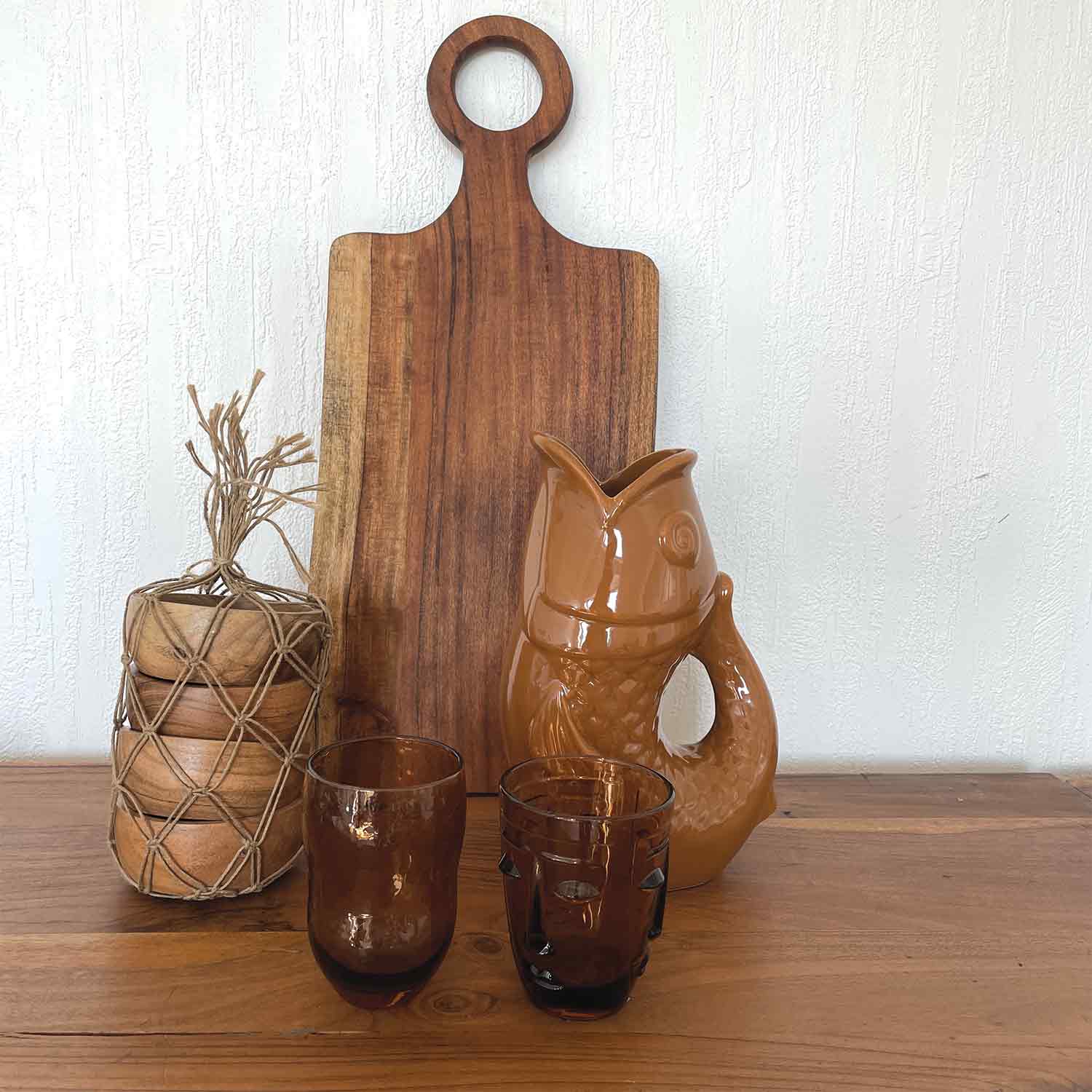 Opjet Paris Vaso brocca pesce gm marrone L16,5 P11 H25,3cm: Marrone