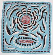 Les Belles Vagabondes Foulard quadrato in seta azzurro con motivo Myosotis