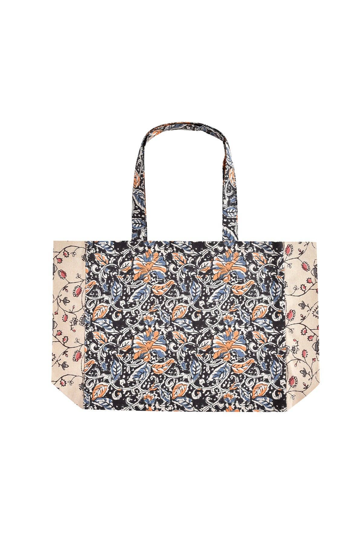 Louise Misha Borsa tote Beverly con motivi floreali arancione, blu e rosa: Poema di miele e carbone / L