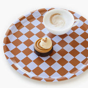 BLU KAT Vassoio da portata rotondo Caramel CHECKER - 31 cm