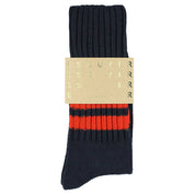 ESCUYER Calzini Stripes Crew - Blu/Arancio: EU 39/45 UK 6/10.5 US 6.5/11