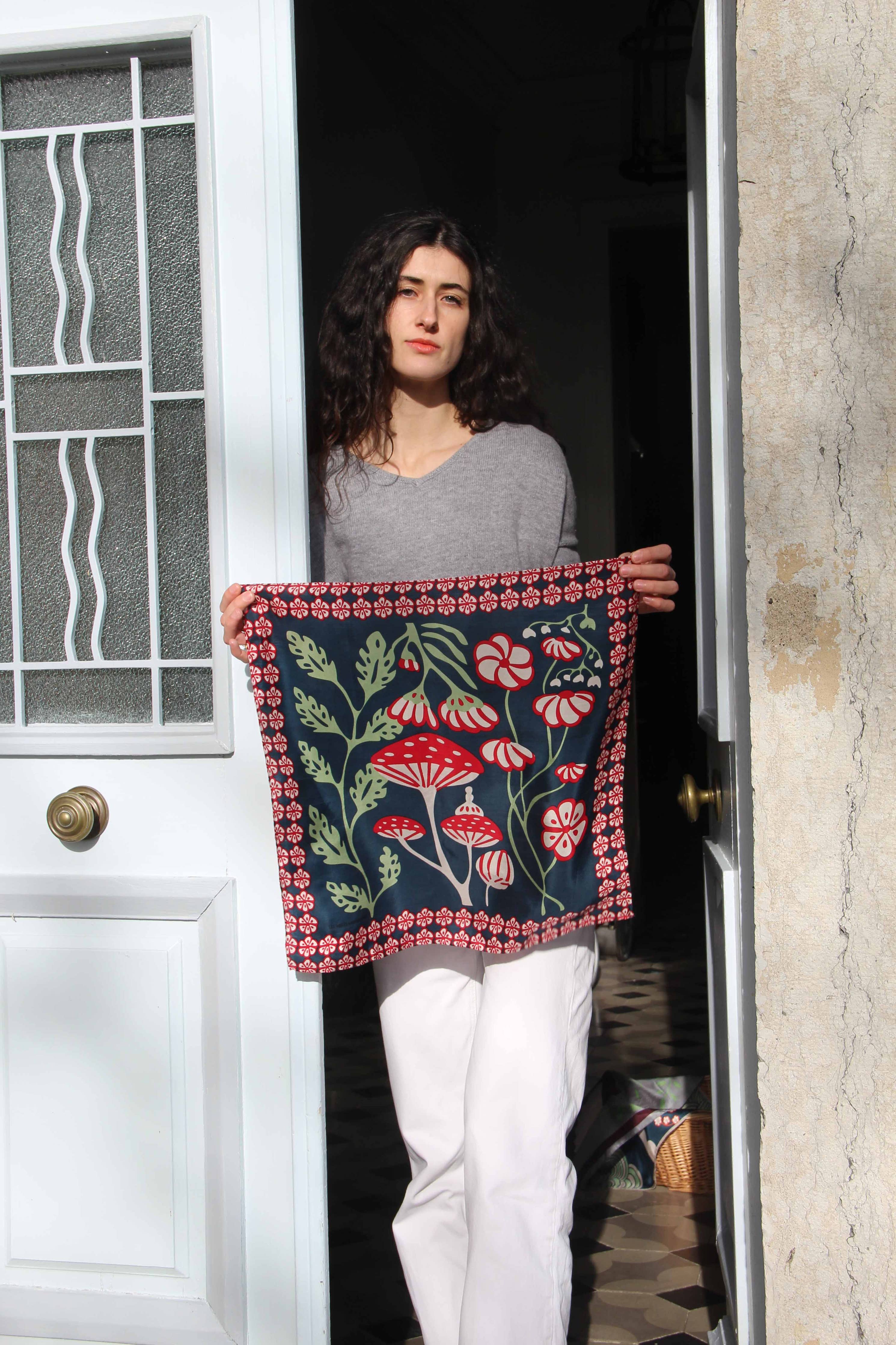 Les Belles VagabondesMini foulard Alice Marine Navy