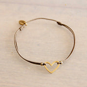 Bazou Bracciale elastico con cuore aperto - taupe/oro