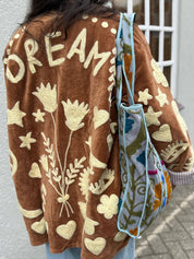 ToutVintage Giacca di velluto DREAM marrone crema: Strisce