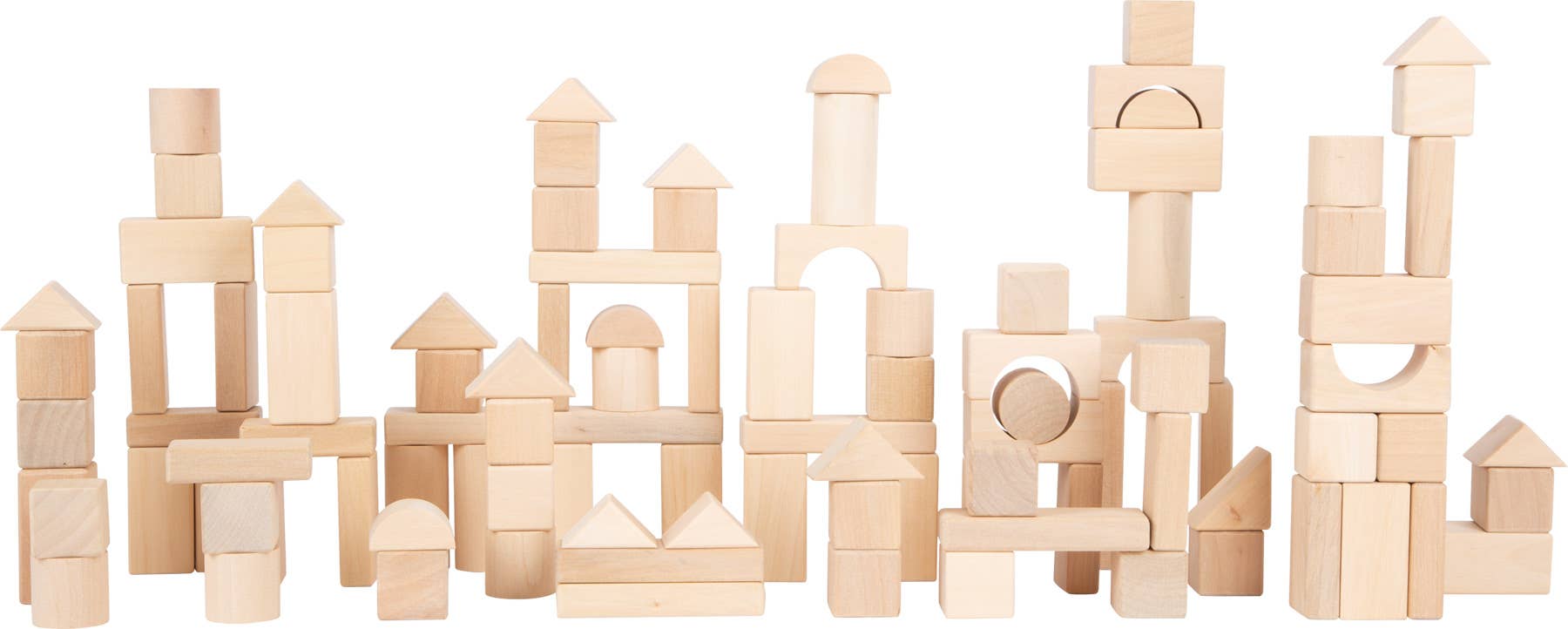 small foot Blocchi di legno naturali, set da 100 pezzi con sacchetto
