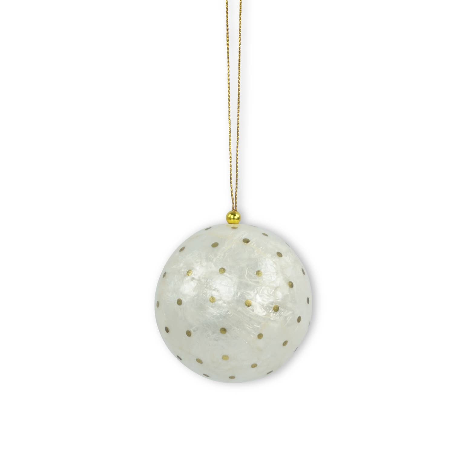 Kinta Palla di Natale con cappuccio, pois e dettagli dorati, 6 cm: Bianco