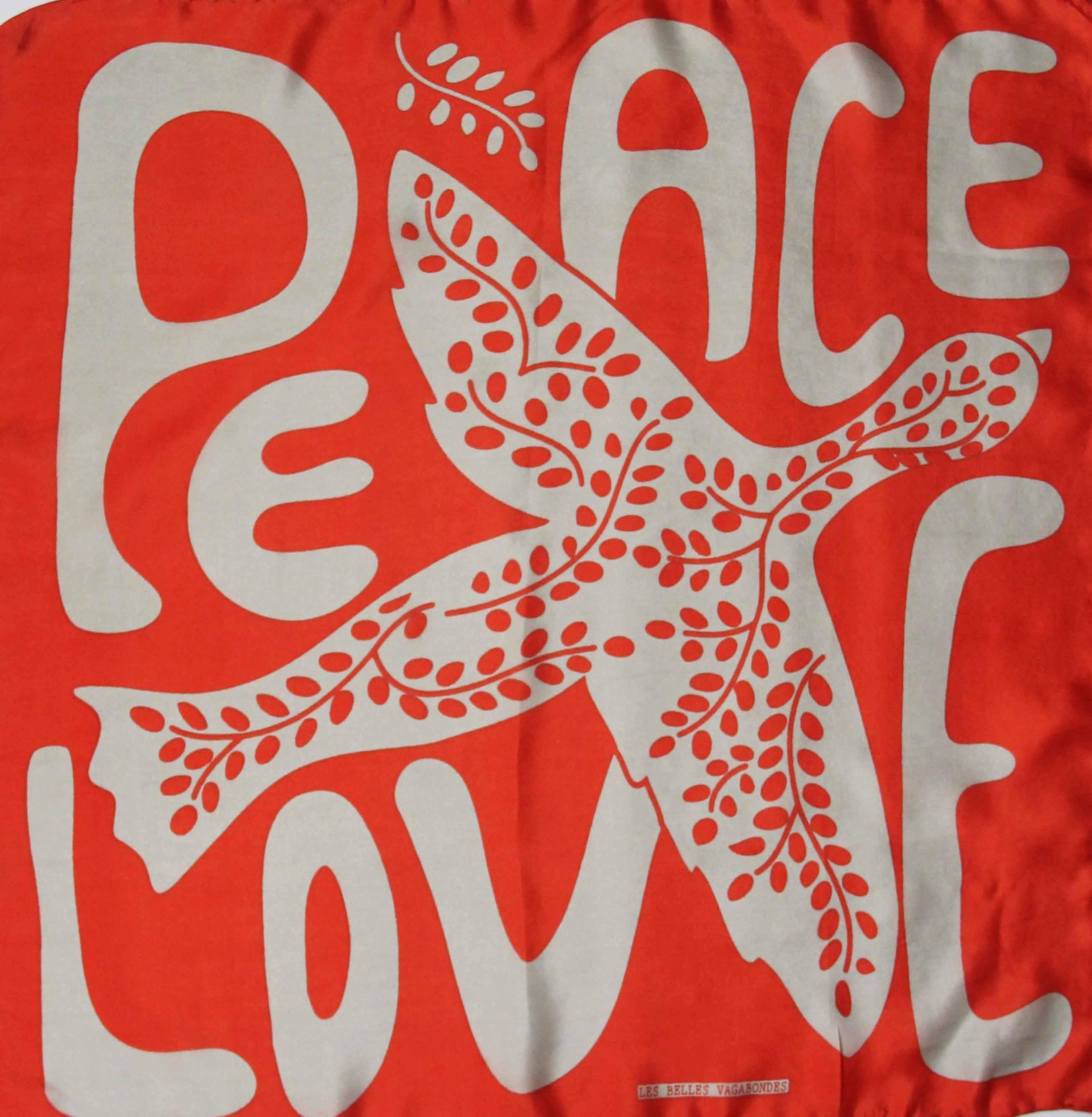 Les Belles Vagabondes Mini foulard arancione Peace and Love
