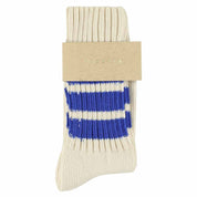 ESCUYER Calzini girocollo a righe da donna - Ecru /Bright Blue: EU 36/41 UK 3.5/7 US 6/9.5