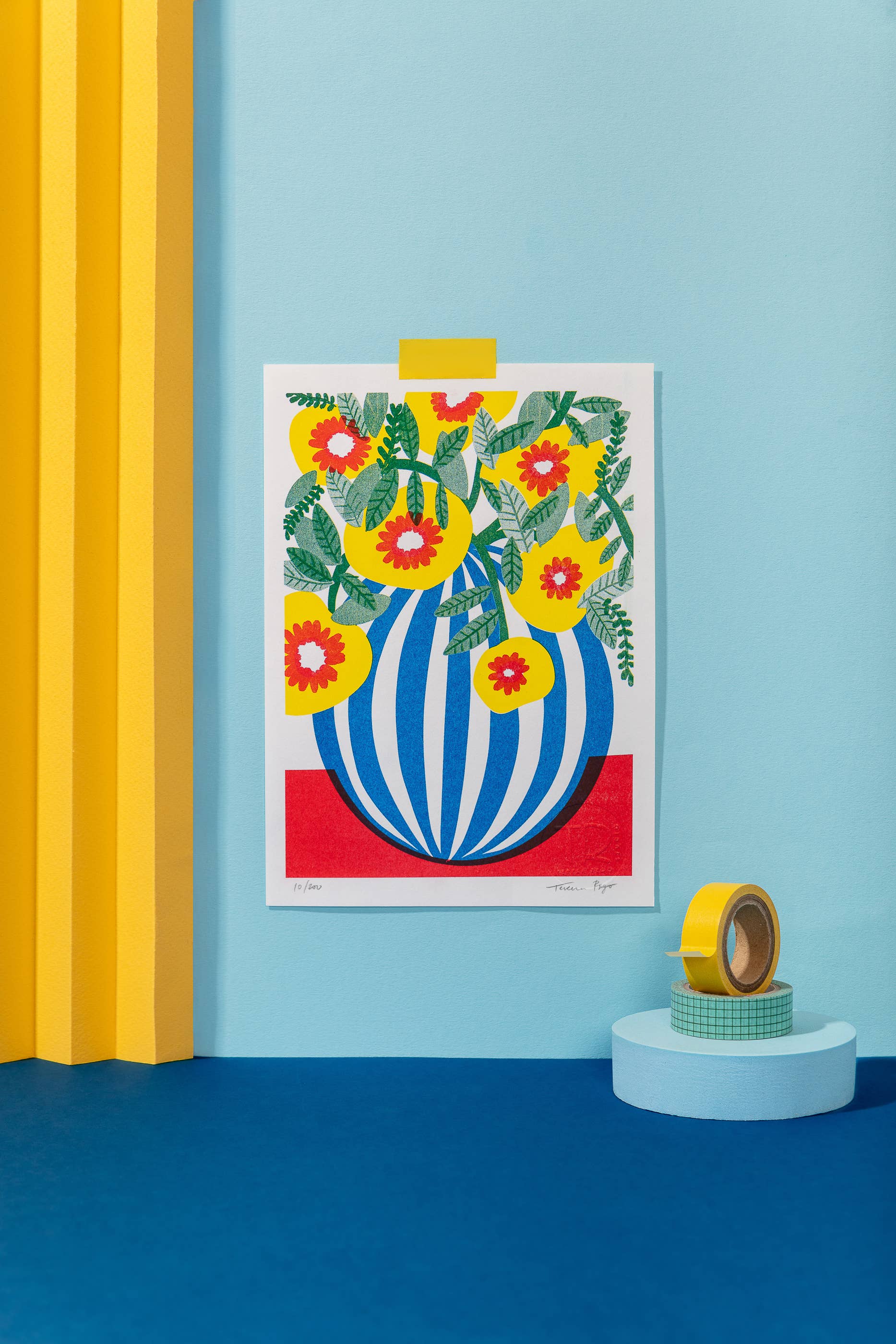 Teresa Rego Vaso Risoprint Blue Stripes
