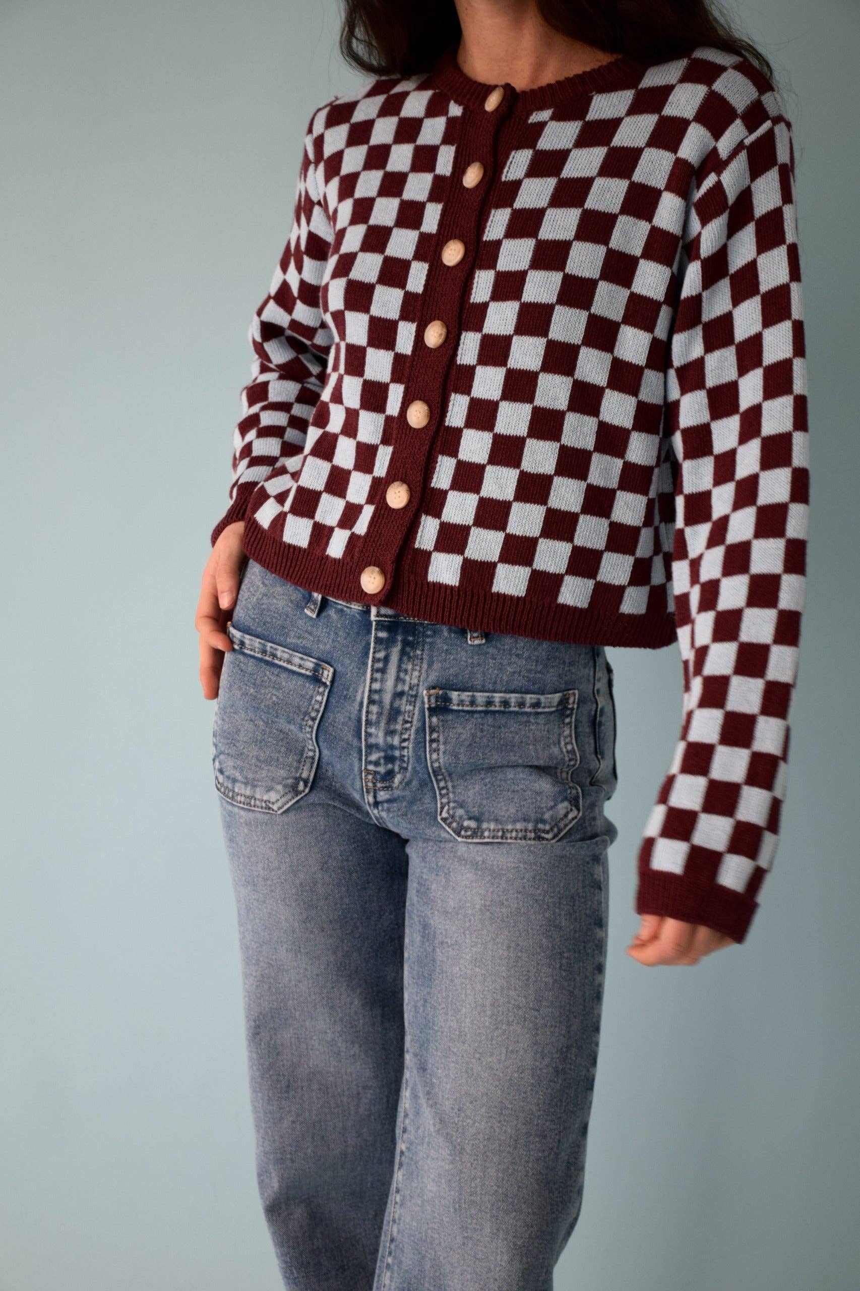 MindTraveler Cardigan Martina Borgogna e Celeste
