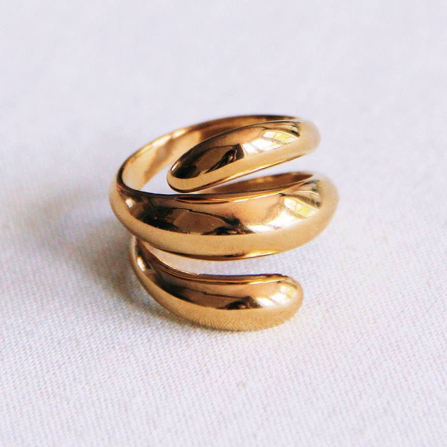 Bazou Anello con scritta «spirale» in acciaio inossidabile - oro