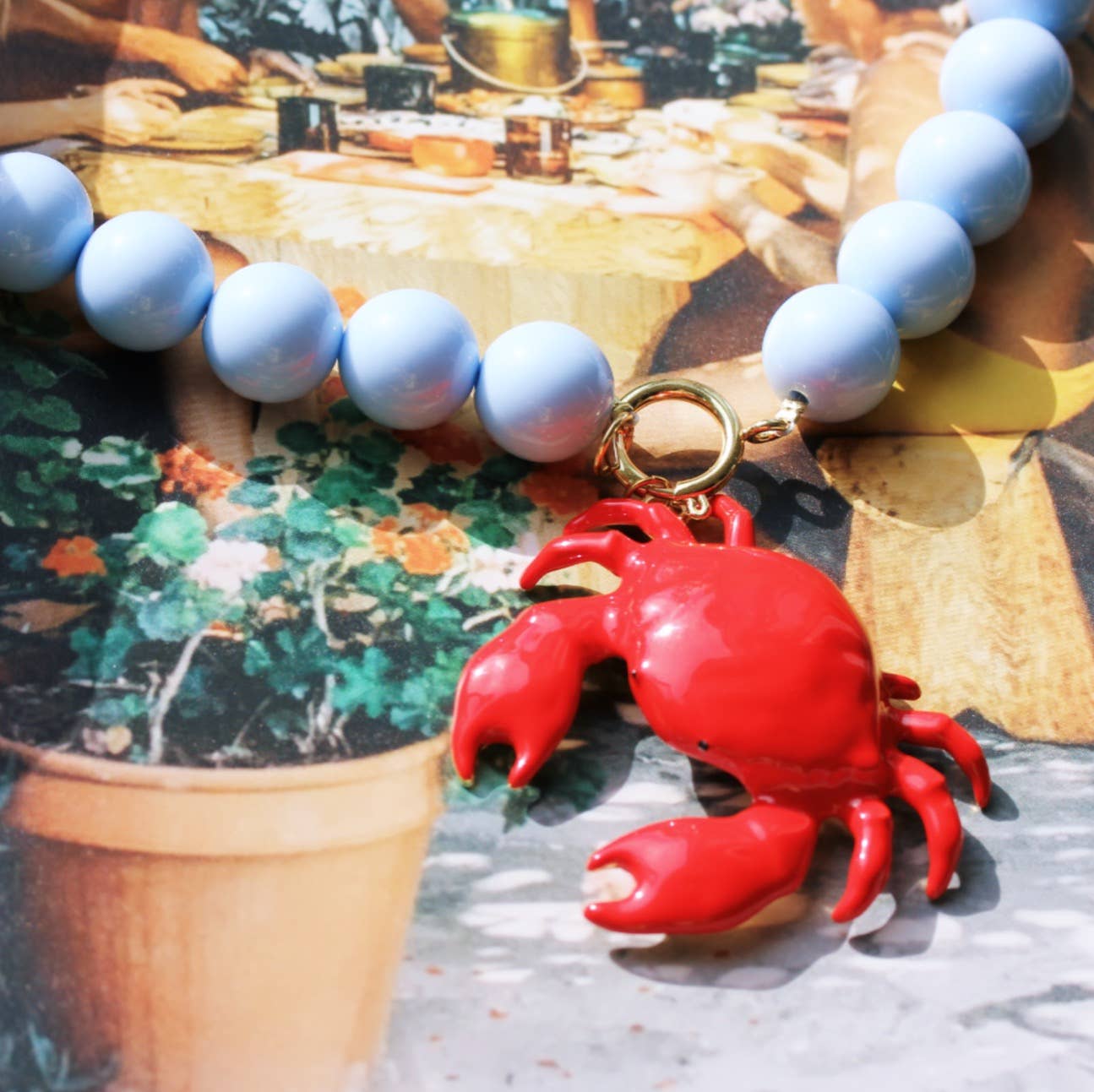 Bazou Ciondolo a forma di granchio - rosso (pendente per collana di perline XL)