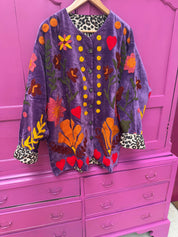 ToutVintage Giacca di velluto LOVE viola: Stripes
