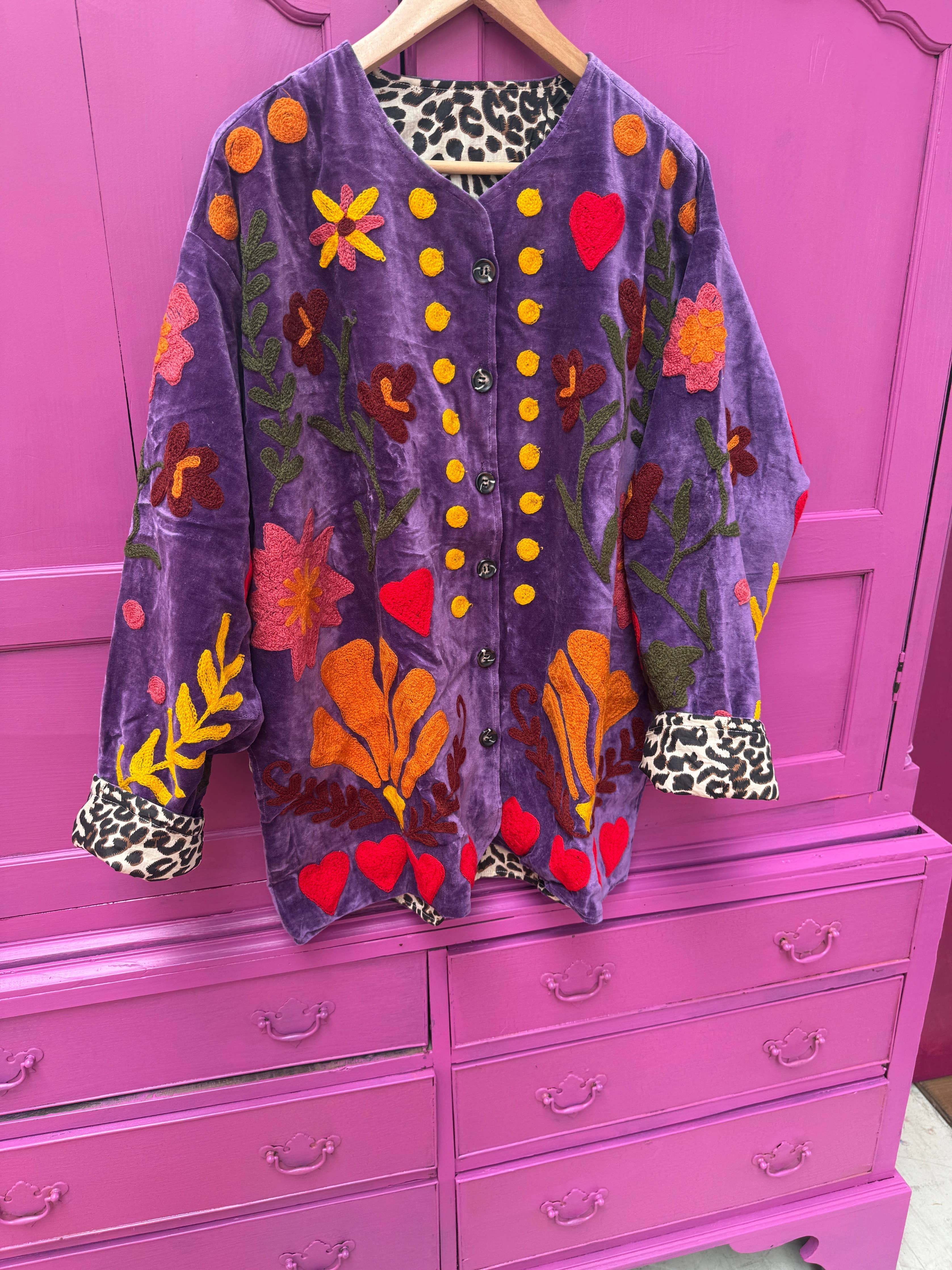 ToutVintage Giacca di velluto LOVE viola: Stripes