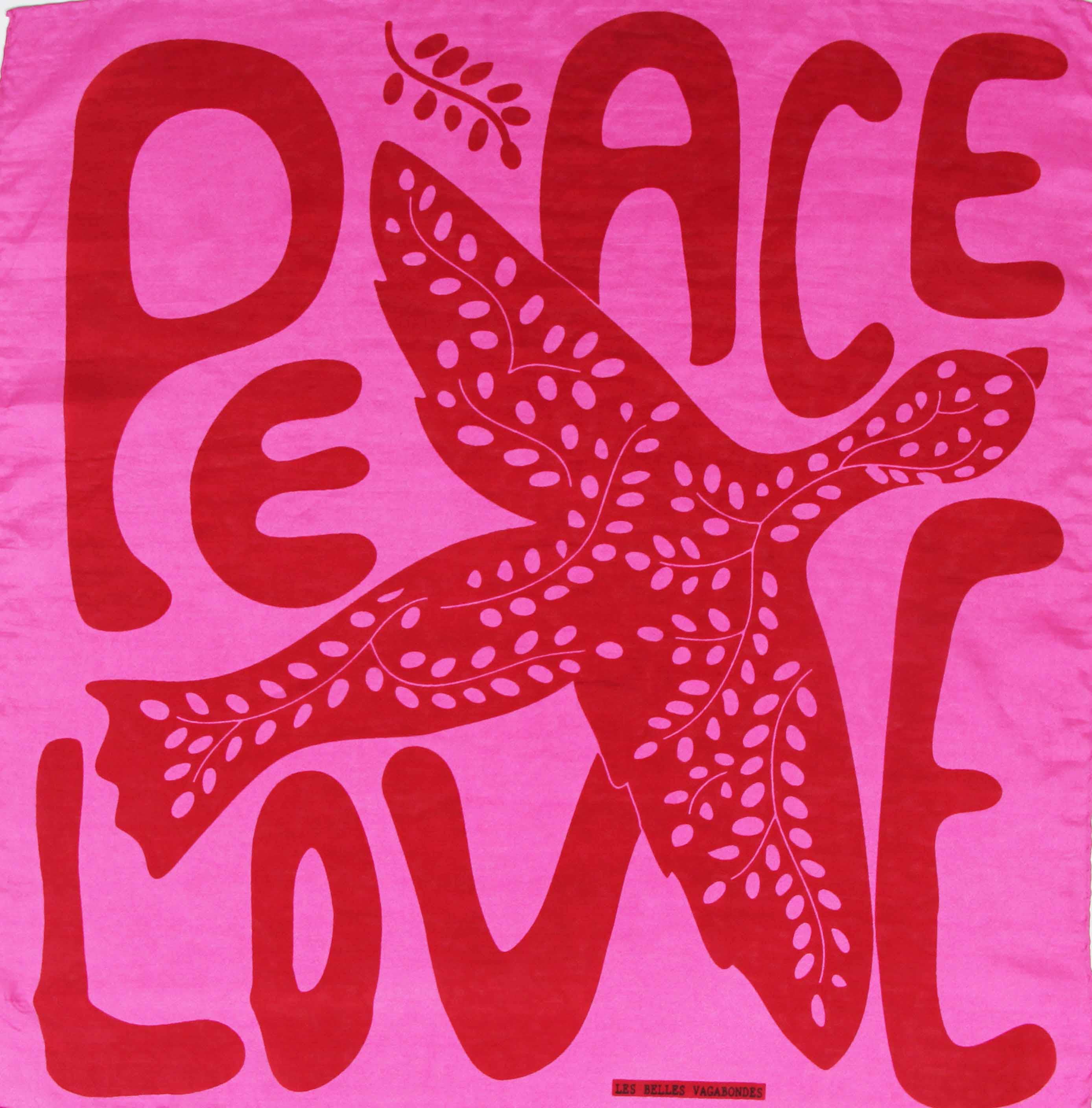 Les Belles Vagabondes Mini foulard fucsia Peace and Love