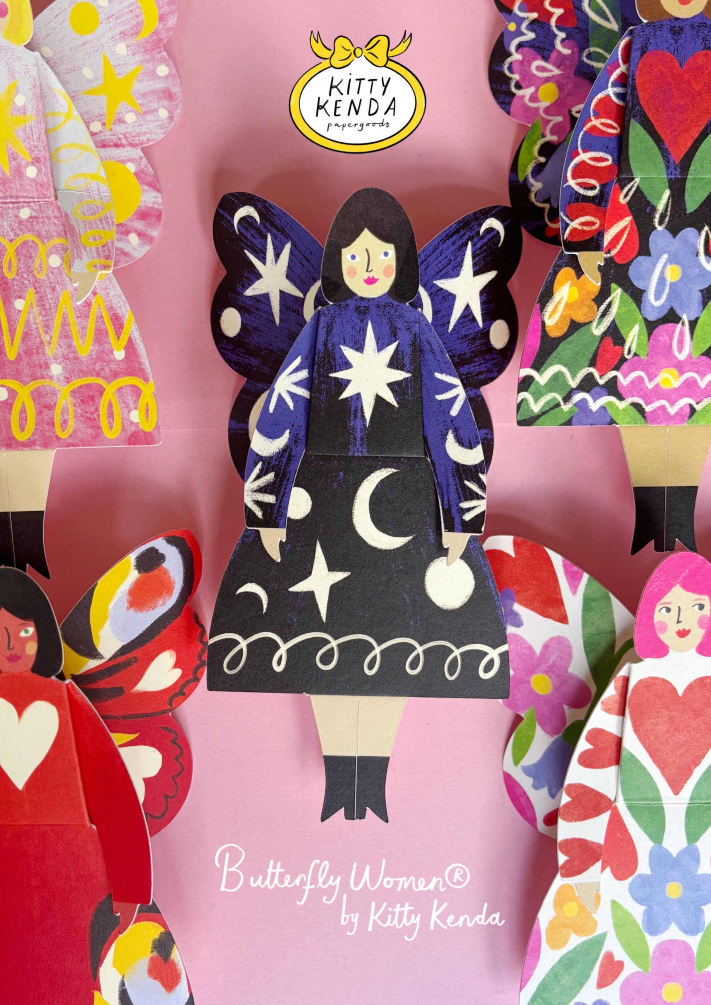 Kitty Kenda Papergoods Biglietto di Auguri Donna Farfalla Seduta - Cosmico