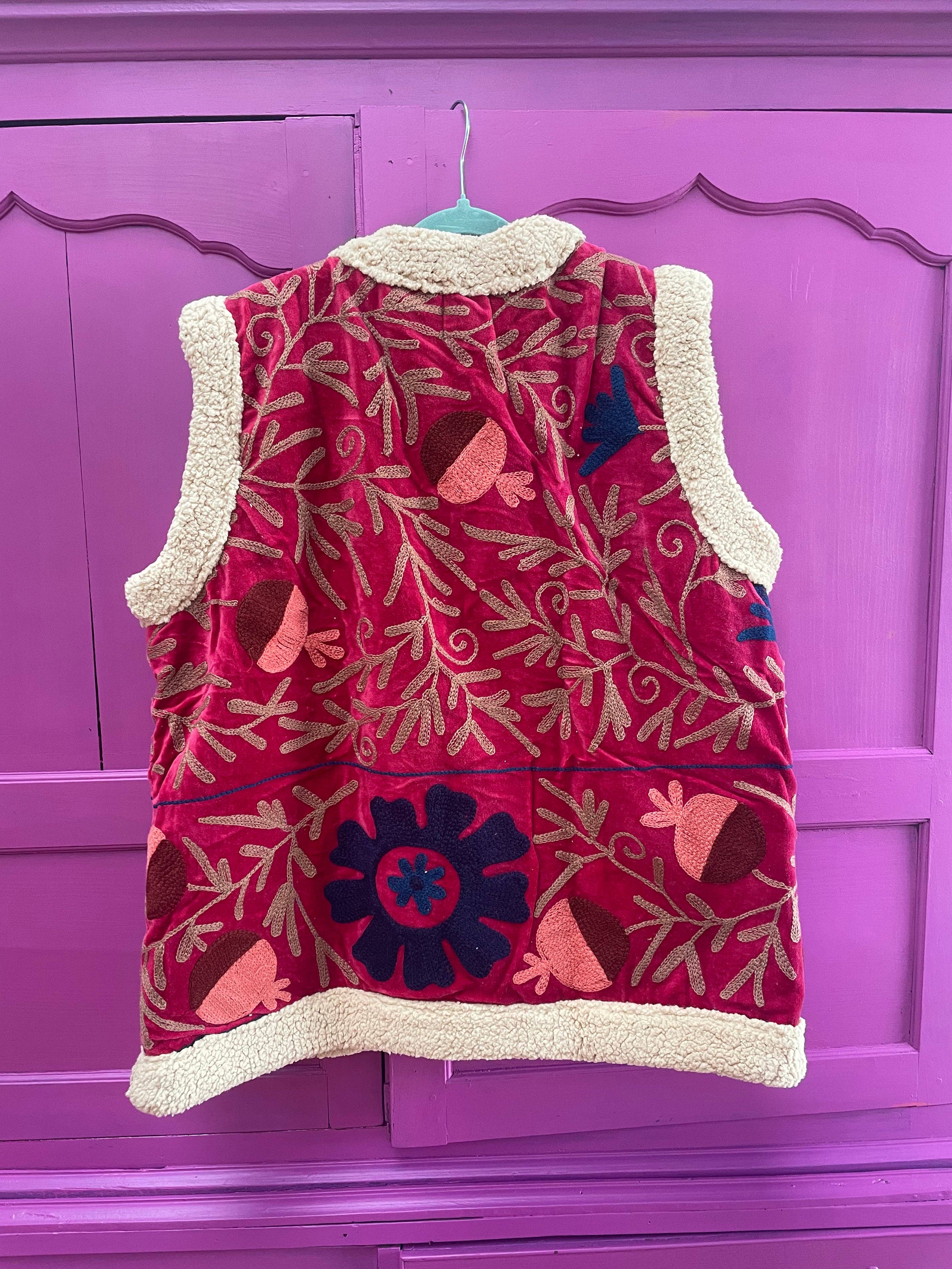 ToutVintage Gilet di velluto in finta pelliccia Bes