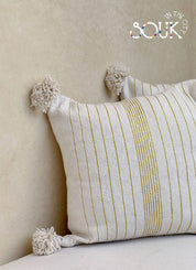 SOUK in the CITY Cuscini a righe bianche e dorate - bifacciale: Con ripieno / 45/45