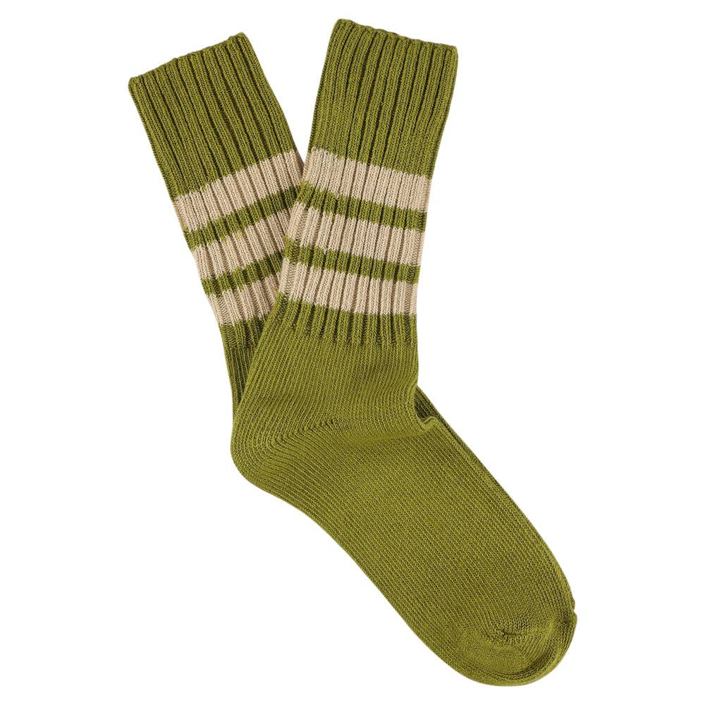 ESCUYER Calzini girocollo a righe da donna - kaki/rosa: EU 36/41 UK 3.5/7 US 6/9.5