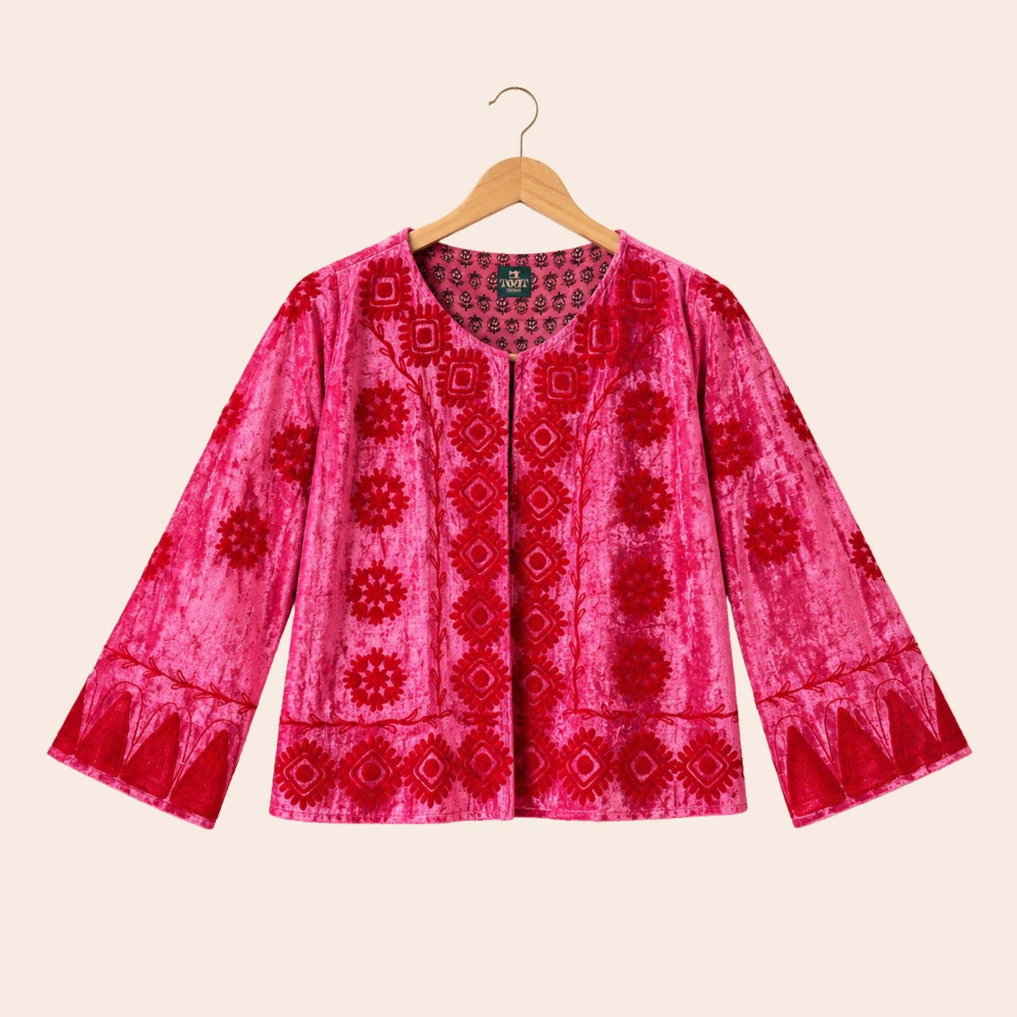 TOUT - Giacca Yasmine Velluto di Seta Rosa