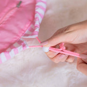 Flamingueo Trousse per cosmetici a righe rosa con chiusura ad arricciatura