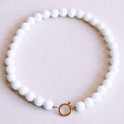 Bazou Collana con perline di pietra naturale XL - bianca