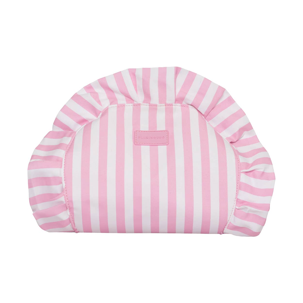 Flamingueo Trousse per cosmetici a righe rosa con chiusura ad arricciatura