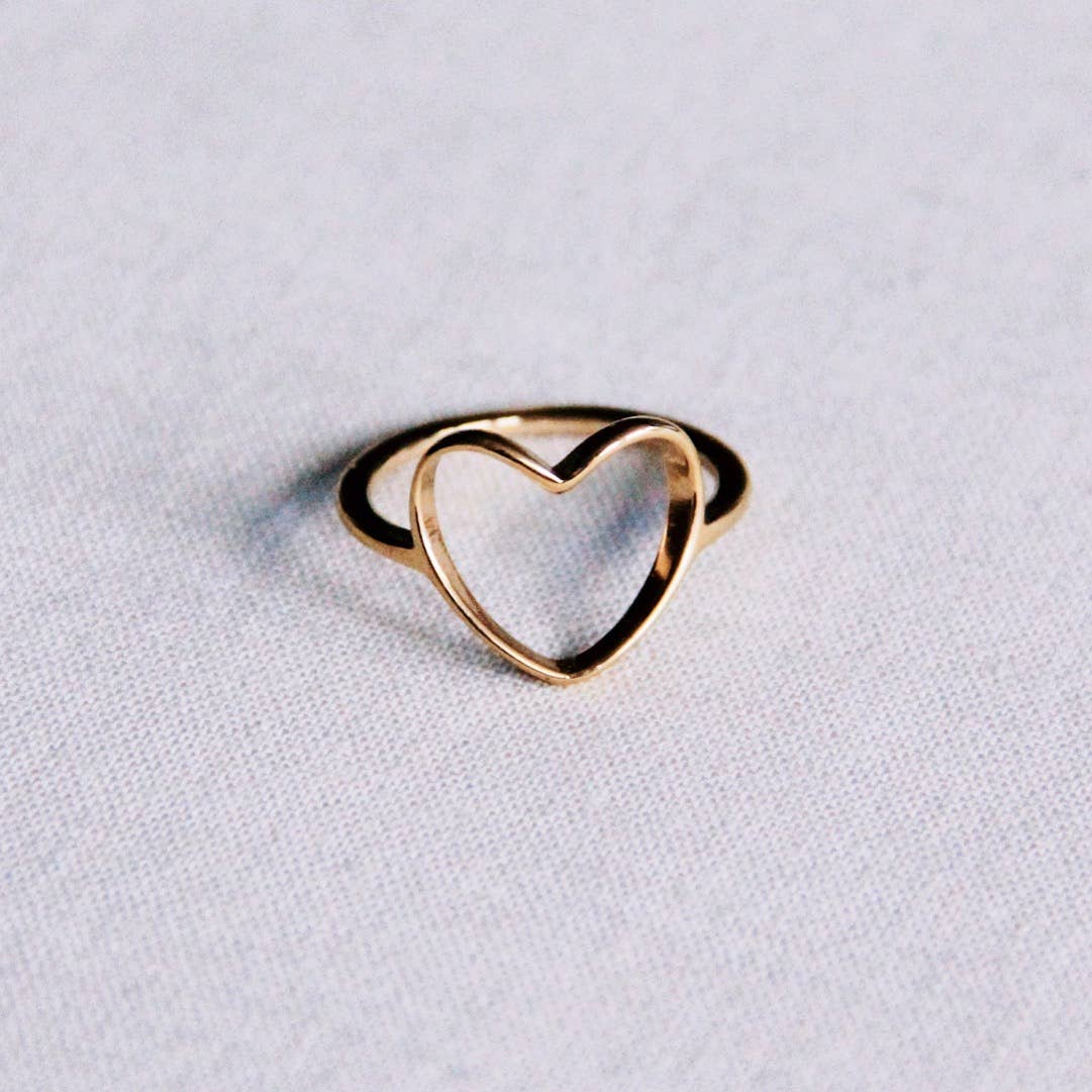 Bazou Anello in acciaio con cuore aperto - Oro