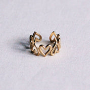 Bazou Anello regolabile in acciaio inossidabile con cuore - oro