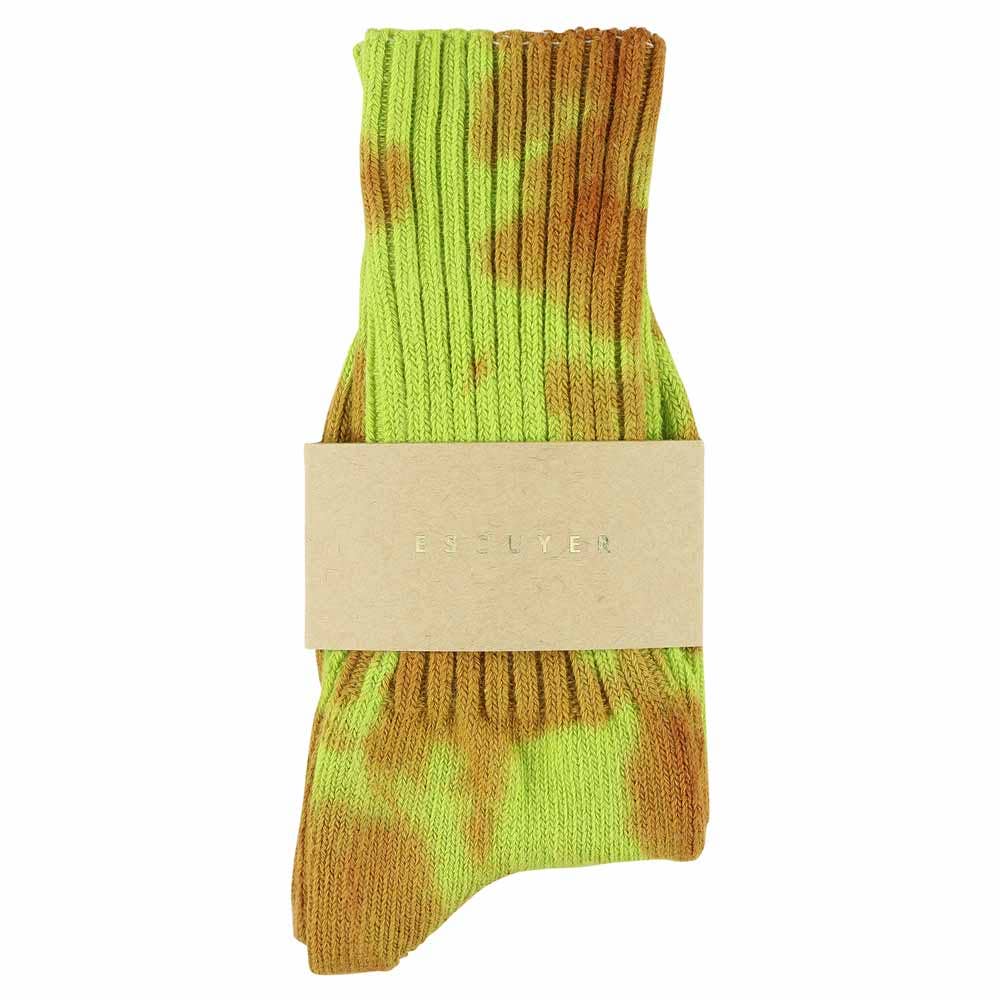 ESCUYER Calzini tie-dye da donna, color ruggine e lime: EU 36/41 UK 3.5/7 US 6/9.5