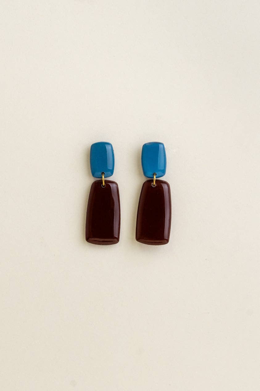 Van Schaaijk Studio Orecchini Juna - Azzurro / Marrone