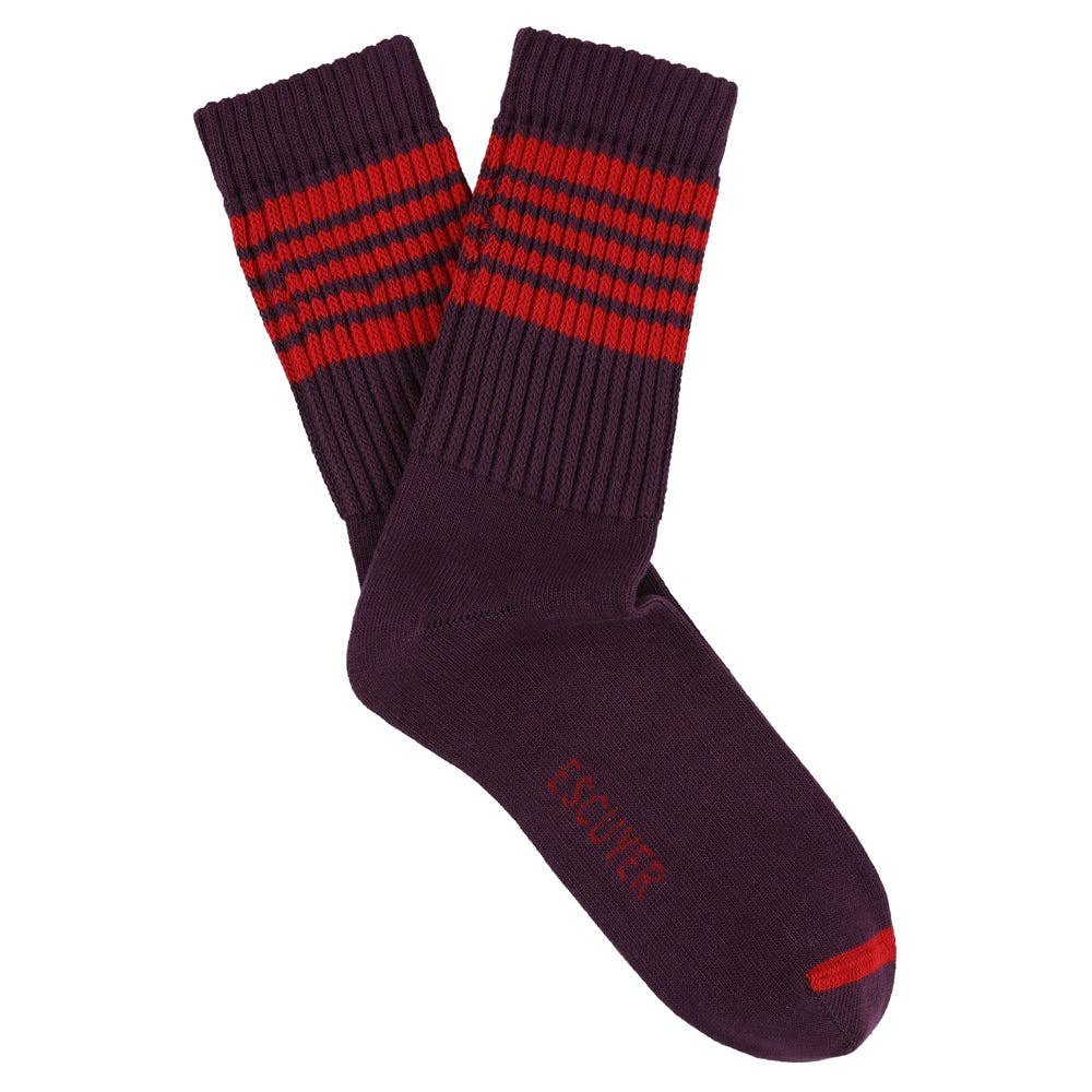 ESCUYER Calzini a 5 strisce da donna - Vino / Rosso: UE 36/41   UK 3.5/7.5   US 5/9