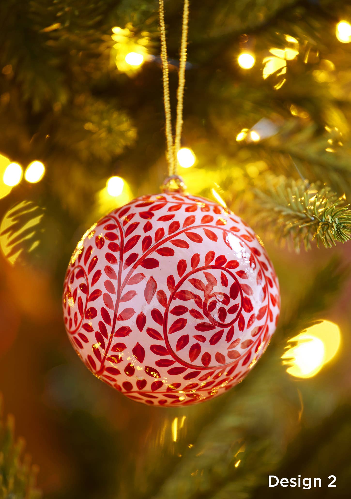 Namaste - Grande Palla di Natale Dipinta a Mano del Kashmir