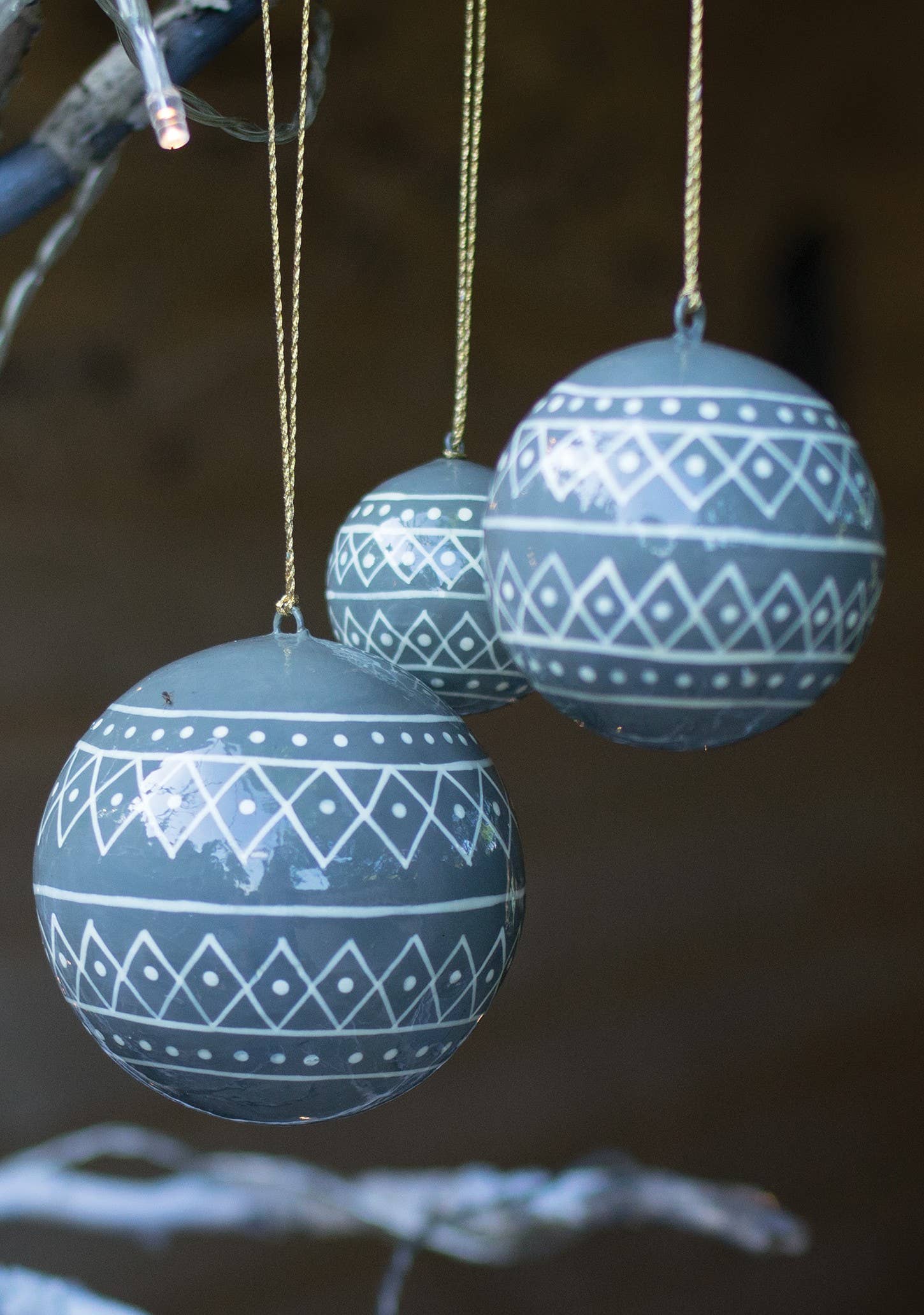 Namaste Set di 3 palline di cartapesta: Blu petrolio (PBL)
