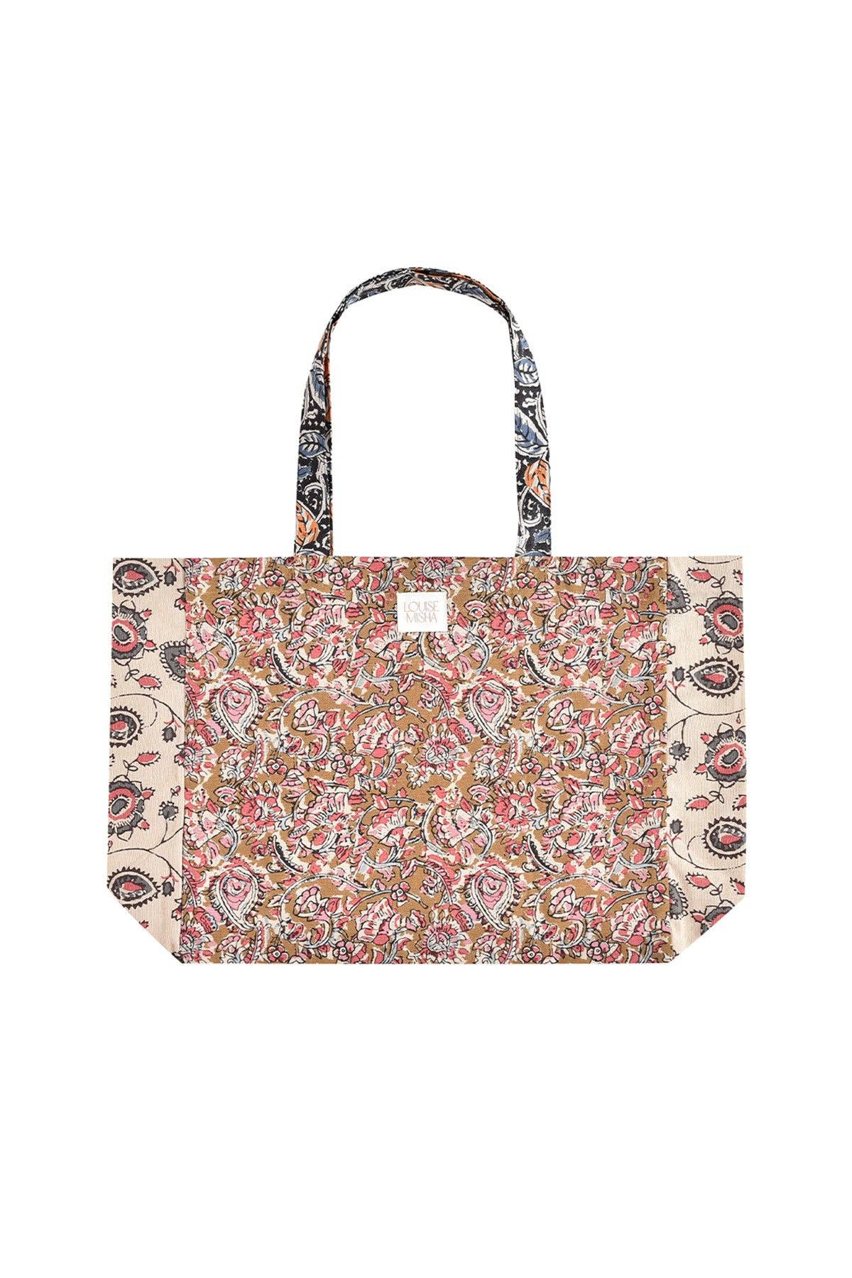 Louise Misha Borsa tote Beverly con motivi floreali arancione, blu e rosa: Poema di miele e carbone / L