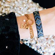 Bazou Bracciale intrecciato a zigzag - nero/antracite/placcato oro