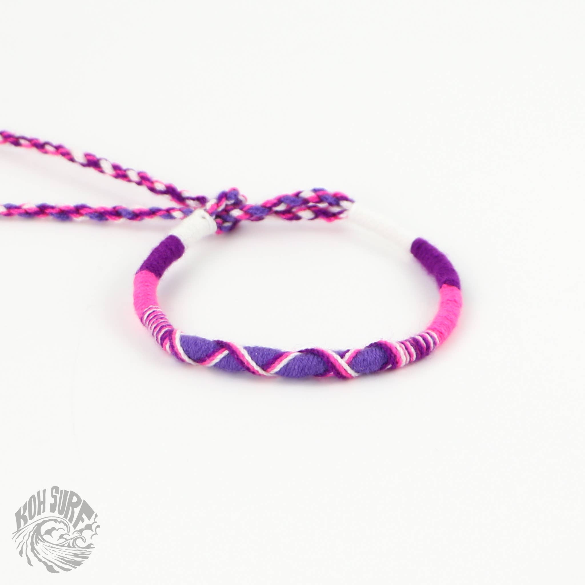 Pineapple Island Bracciale in cotone intrecciato a mano di Koh Surf: Pesca e rosa