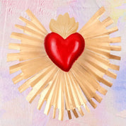 PINK PAMPAS Cuore ex voto messicano artigianale in metallo raggi oro