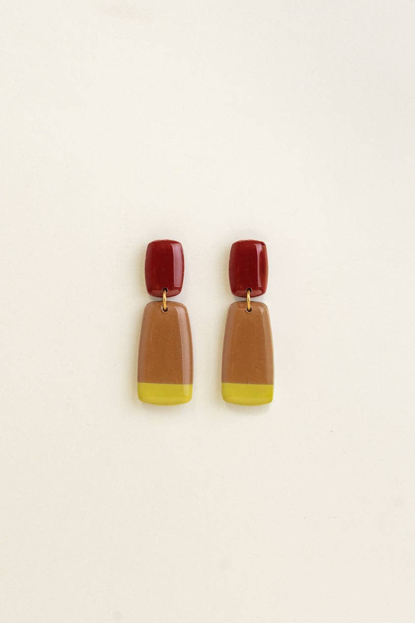 Van Schaaijk Studio Orecchini Juna - Bordeaux / Cannella / Lime