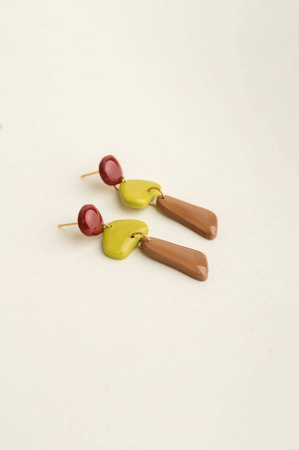 Van Schaaijk Studio Orecchini Luna - Bordeaux / Lime / Cannella