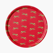 BLU KAT Vassoio da portata rotondo con leopardo rosso, 38 cm