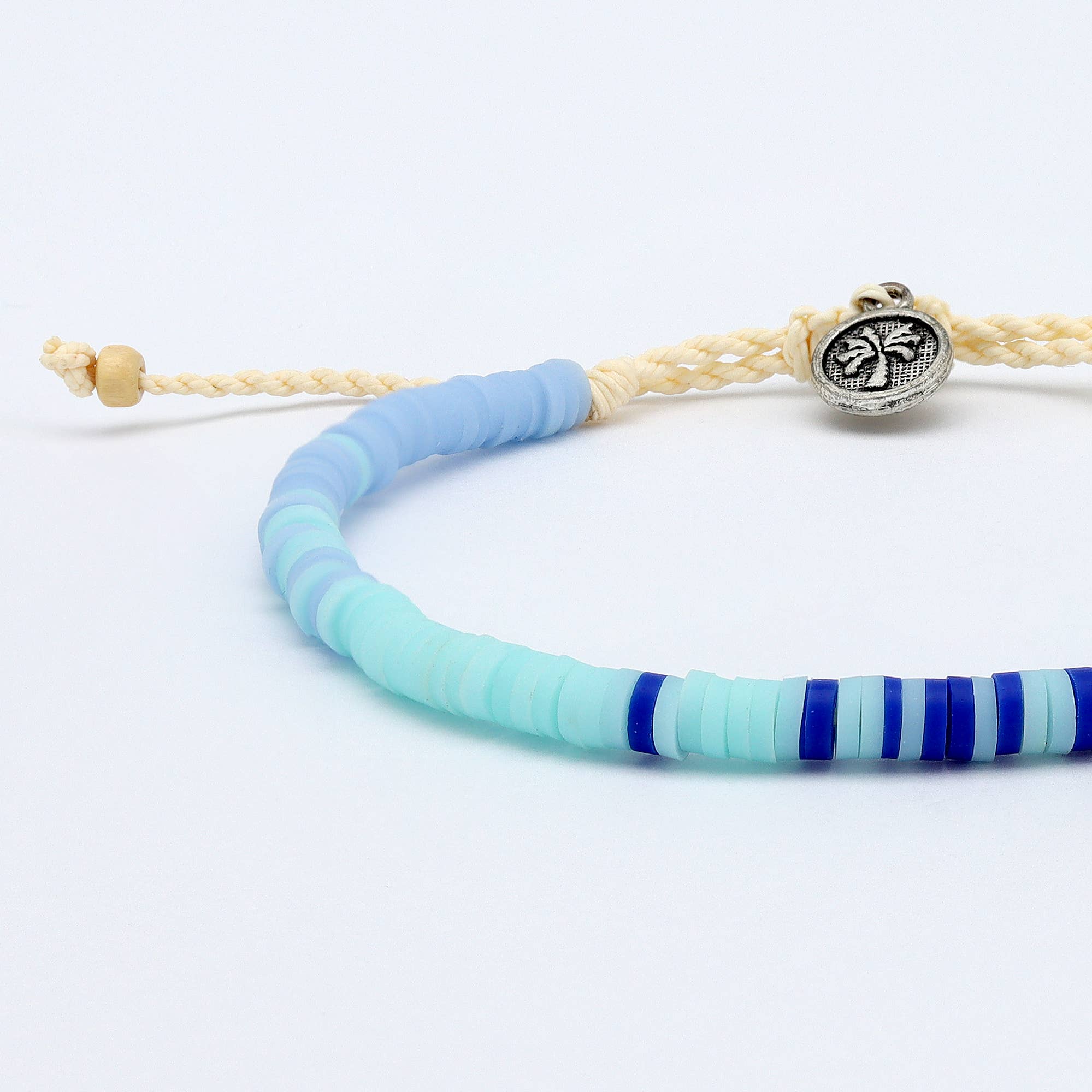 Pineapple Island Braccialetto in Argilla Blu con Perline, Braccialetto Regolabile di Koh Surf: Blu & Bianco