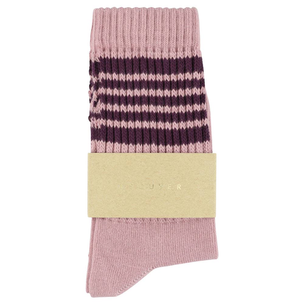 ESCUYER Calzini a 5 righe da donna - Rosa / Vino: UE 36/41   UK 3.5/7.5   US 5/9