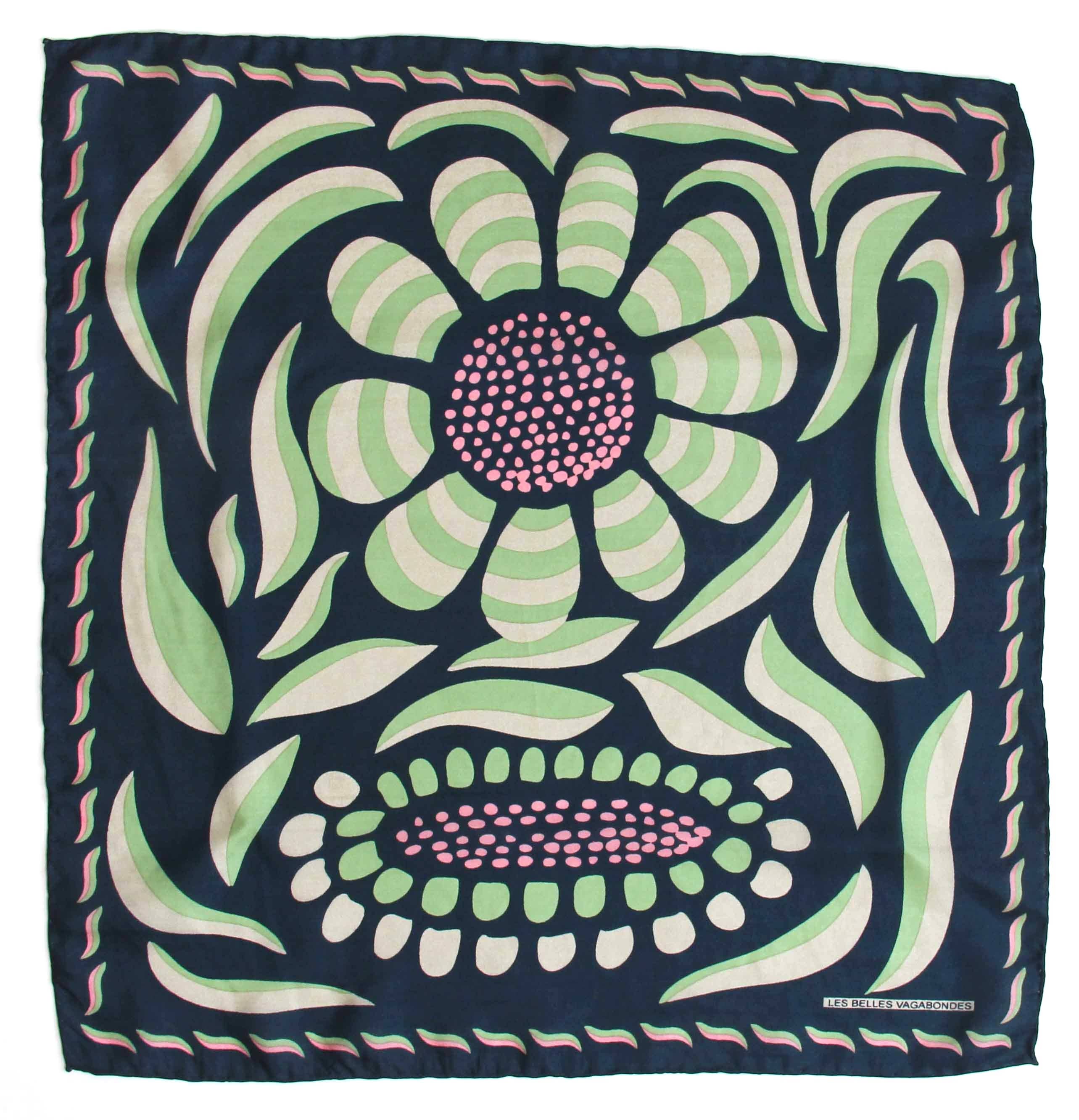 Les Belles Vagabondes Foulard Mini Non Ti Scordar di Me Marine Navy