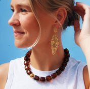 Bazou Collana con perline quadrate XL - marrone screziato