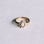 Bazou Anello vintage in acciaio inossidabile con perle - oro