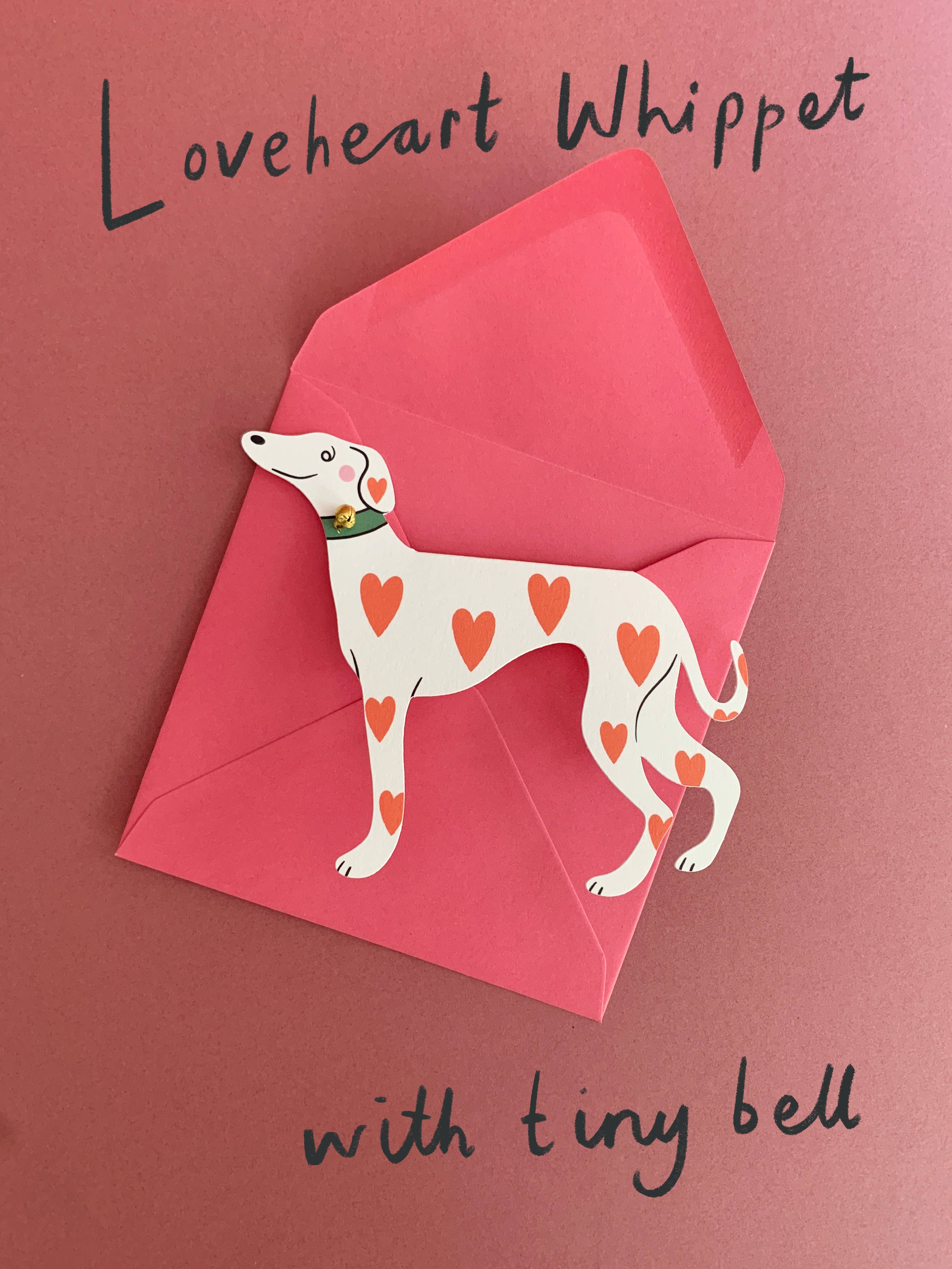 Kitty Kenda Papergoods Biglietto di auguri Loveheart Whippet Dog