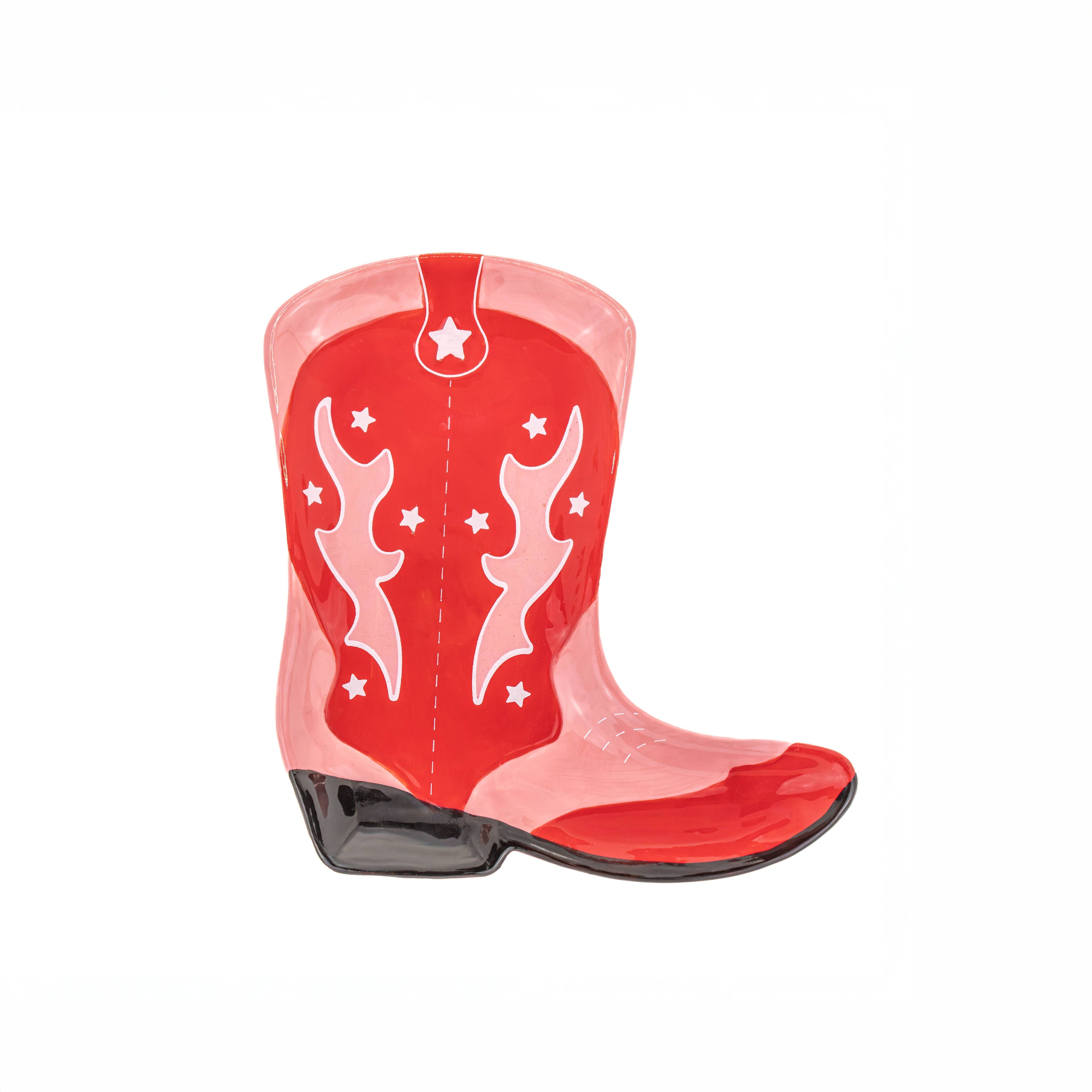 Sass & Belle Europe Piatto Portagioie a Forma di Stivale da Cowboy - Rosso