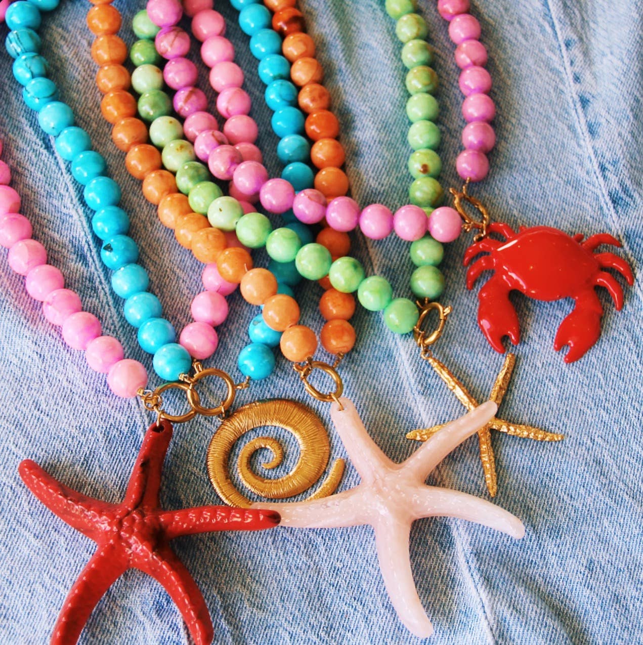 Bazou Collana con perline in pietra naturale XL - colori misti